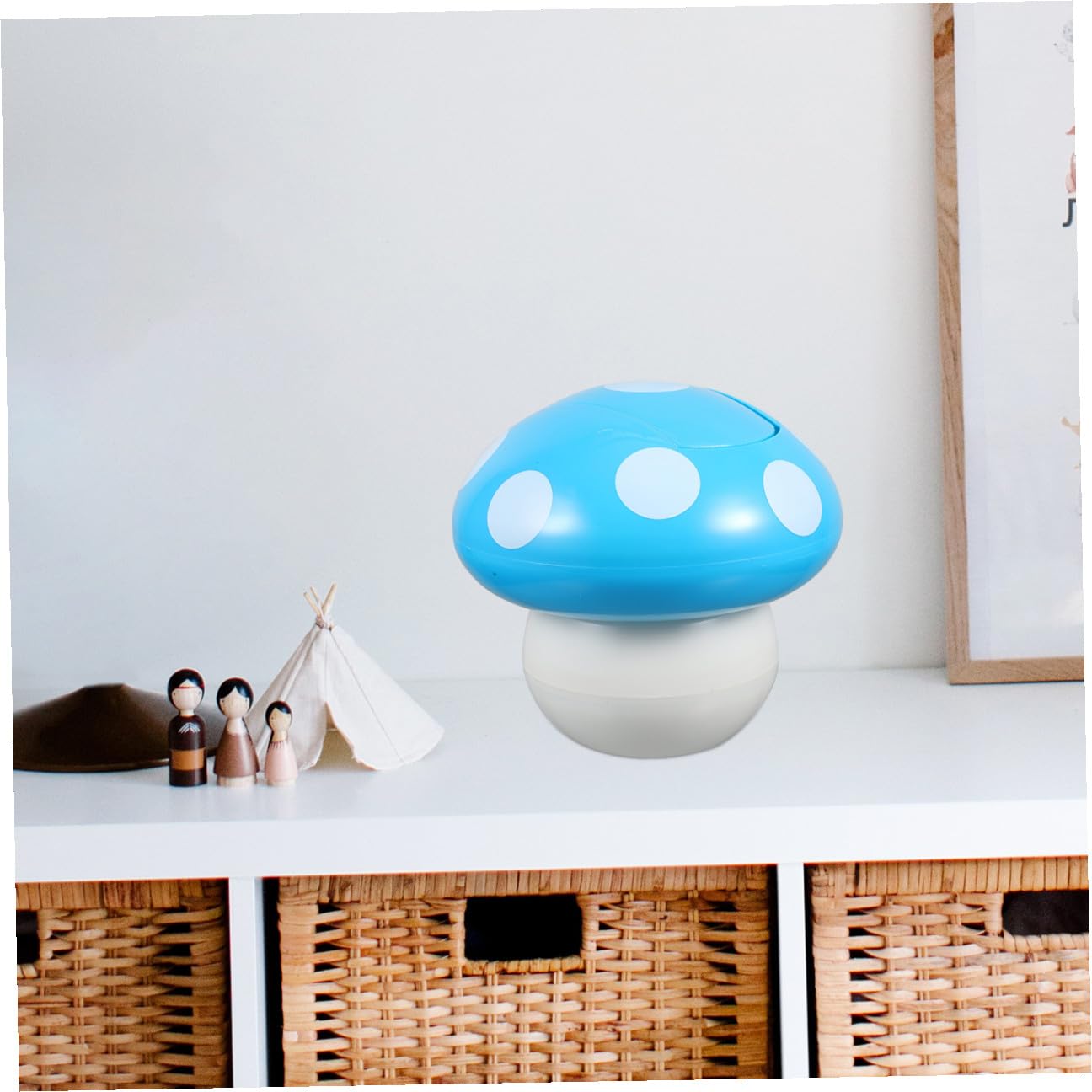 Mushroom-Shaped Desktop Trash Can Lid Cute Garbage Bin for Home Office Compact Wastebasket for Bedroom Easy to Clean Smooth