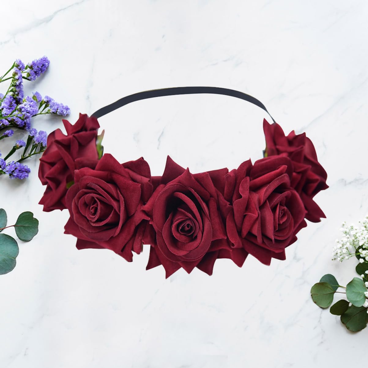 3 Piezas Aureola De Flores Diadema Floral Elástica Accesorios De Decoración Para El Cabello Diadema De Flores Tocado De Artificiales Flor De La Boda Nacarado Rosa Novia