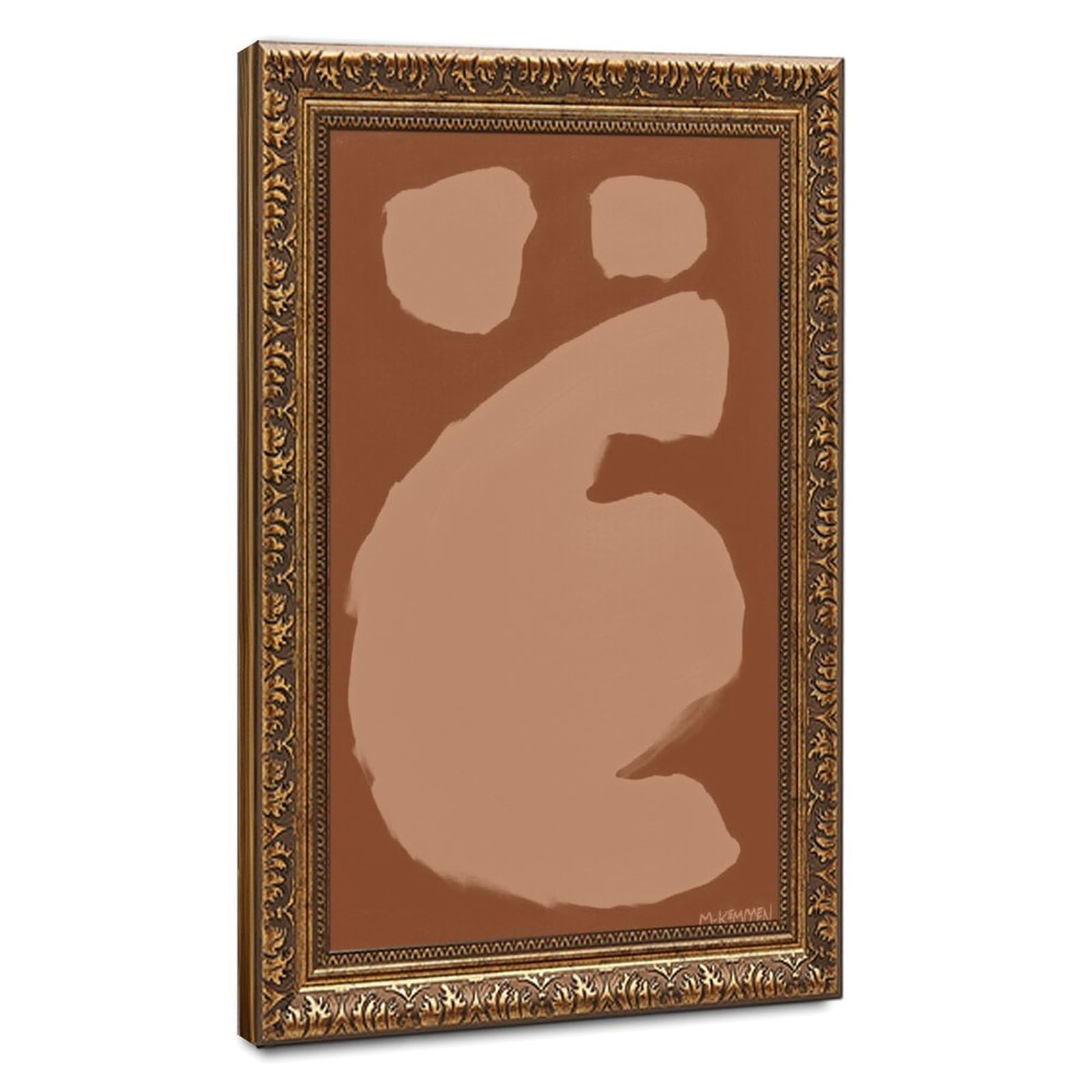 Zguols Terracotta Geometric Abstract And Minimalist Poster Canvas Poster Bedroom Decor Sports Landscape Office Room Decor Gift Retro Gold Frame 12" L X 18" W