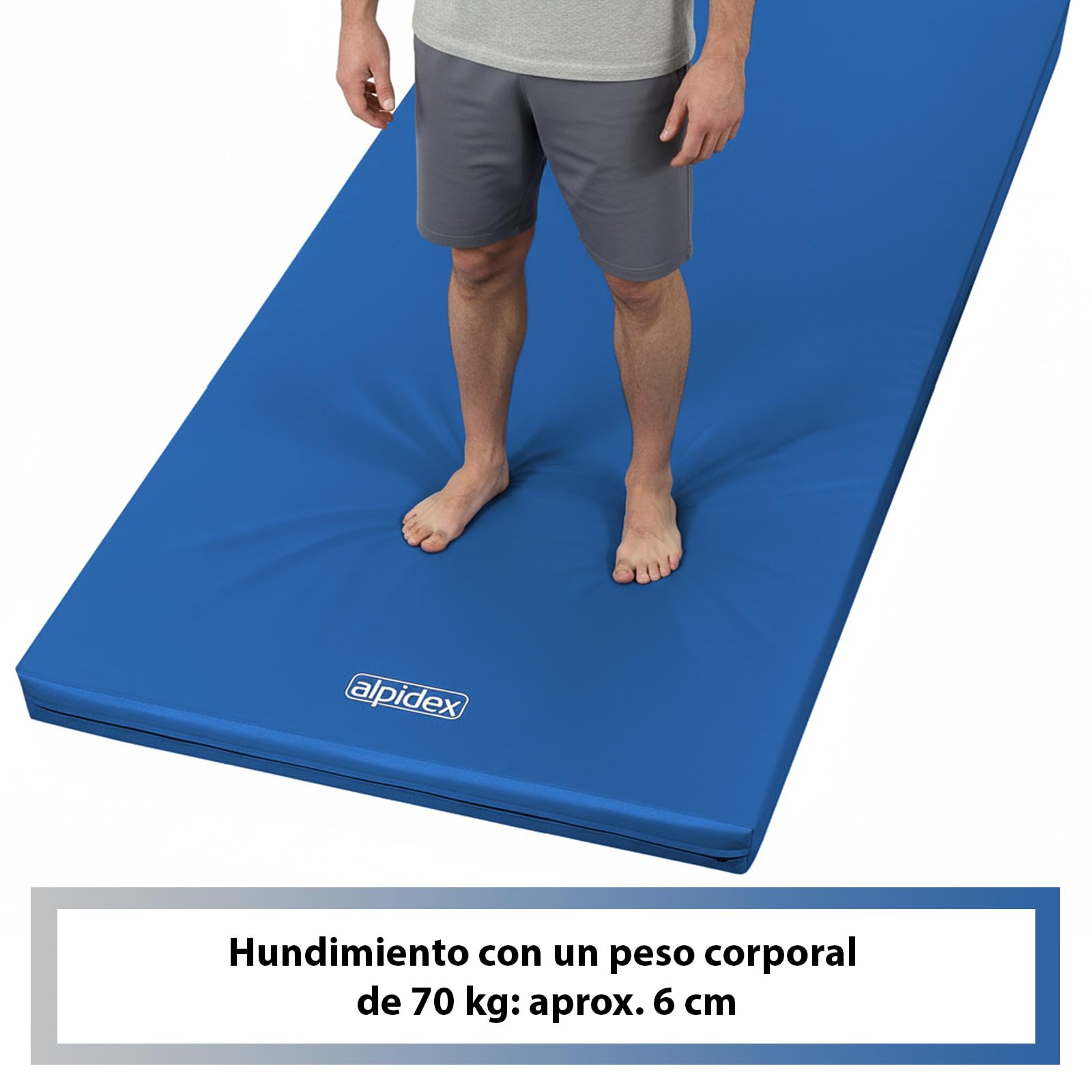 ALPIDEX Colchoneta Gimnasia 200 x 100 x 8 cm Esterilla Deporte con Antideslizante, Densidad aparente 20 (Muy Blanda)