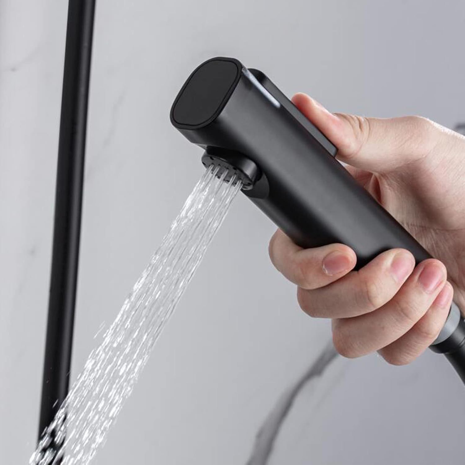Bathtub Faucet Wall Mount, Waterfall Tub Filler, Bathtub Faucet with Hand Shower, Bidet Sprayer, Thermostatic Shower Faucet Set, Single Handle Bathtub Faucet,Brushed Gold (Black)