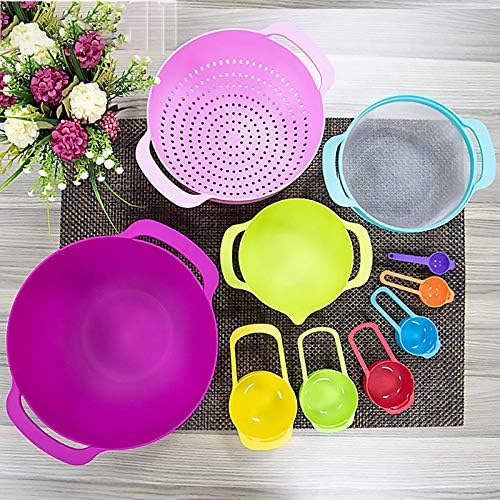 Food Strainers， 10 Pcs Mixing Bowls Set Nesting Bowls Stackable Measuring Cups Sieve Strainer Colander for Salad Cooking Baking Tool. Strainer