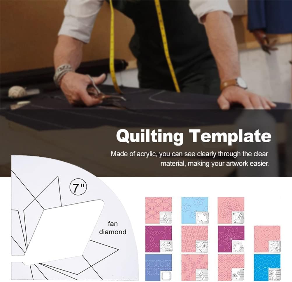 11 PCS Free Motion Quilting Template Set, Free Motion Quilting Rulers, Machine Quilting Rulers, Acrylic Templates for DIY Quilting Gift on Sewing Machine Ruler