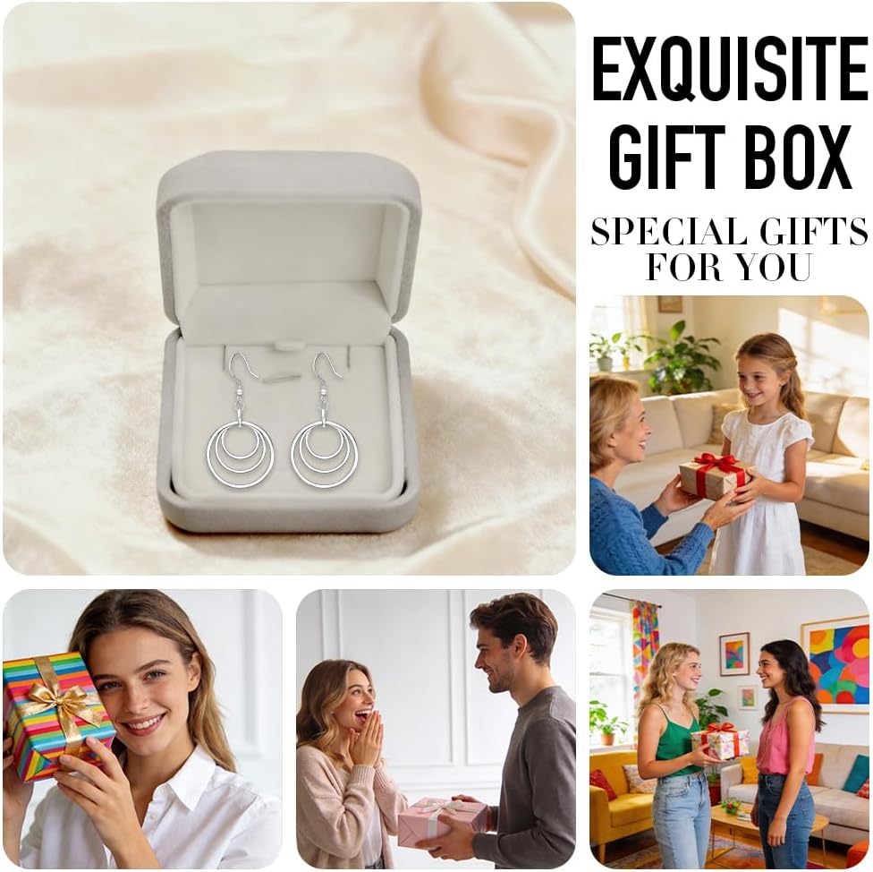 Sterling Silver Circle Dangle Earrings for Women Cirlcle Earrings Dangle Fish Hook Drop Studs Trendy Minimalist Loops Hoop Jewelry Gifts - Image 6