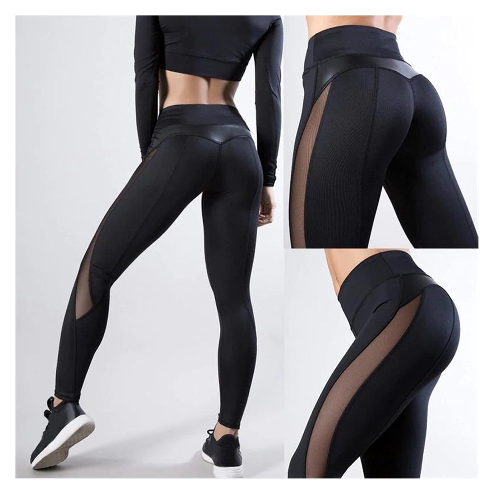 Legging Sport Femme Grande Taille - Taille Haute, Effet Push-up, Dentelle, Confortable Pour Yoga Et Fitness