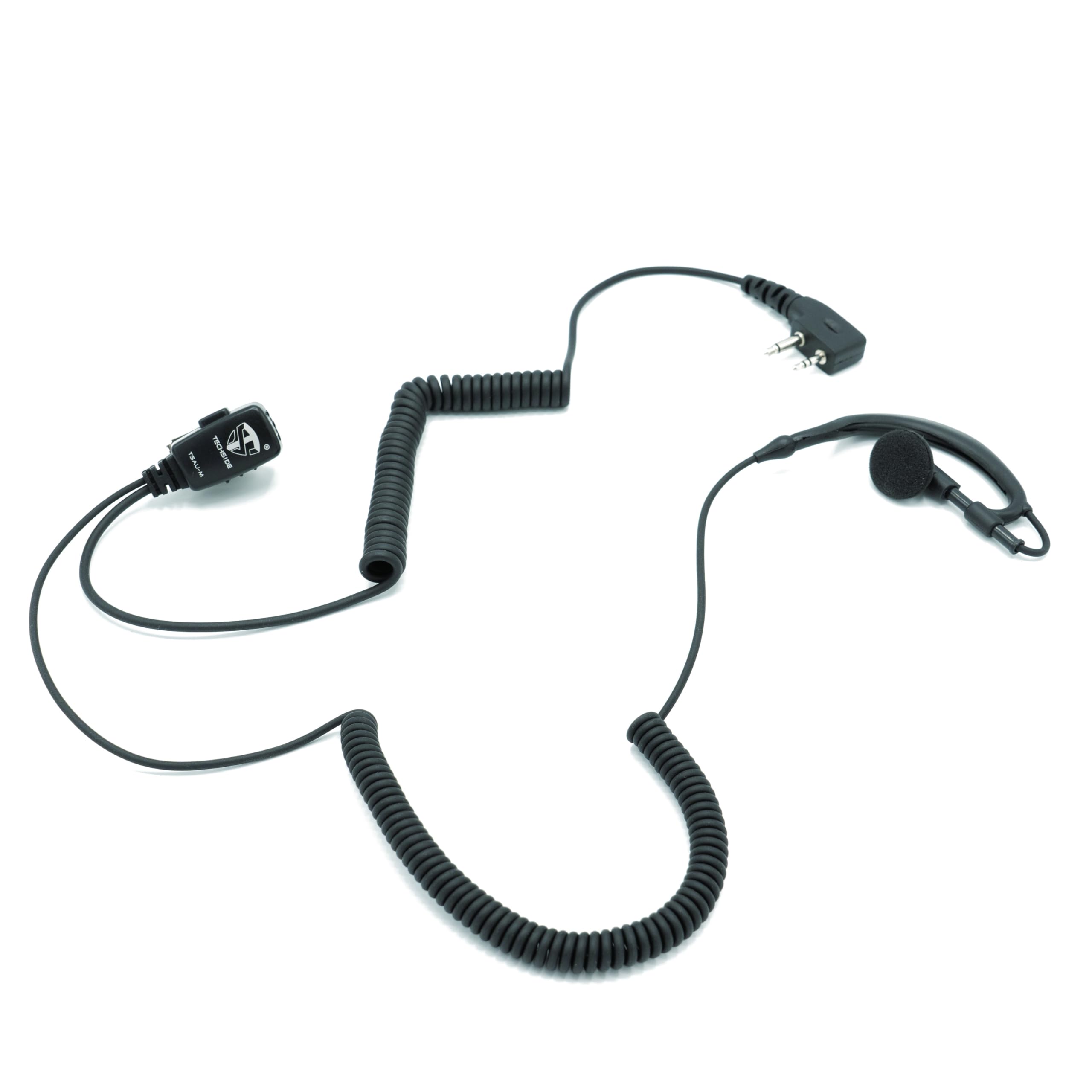 TechSide Microfono Auricolare Avvolgente Doppio Cavo a Spirale 2 pin Midland | Per Radio ricetrasmittenti | Compatibile con G7 pro G8 G9 pro M24 M48 M99 XT30 XT50 XT70 | Vigilanza Sicurezza SoftAir - 3
