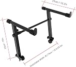 Keyboard Stand Extension Adapter, L Shape Keyboard Stand 2 Tier Riser Adjustable Height 42‑75cm Width Adjustment Universal Second Tier Stand for Electronic Piano