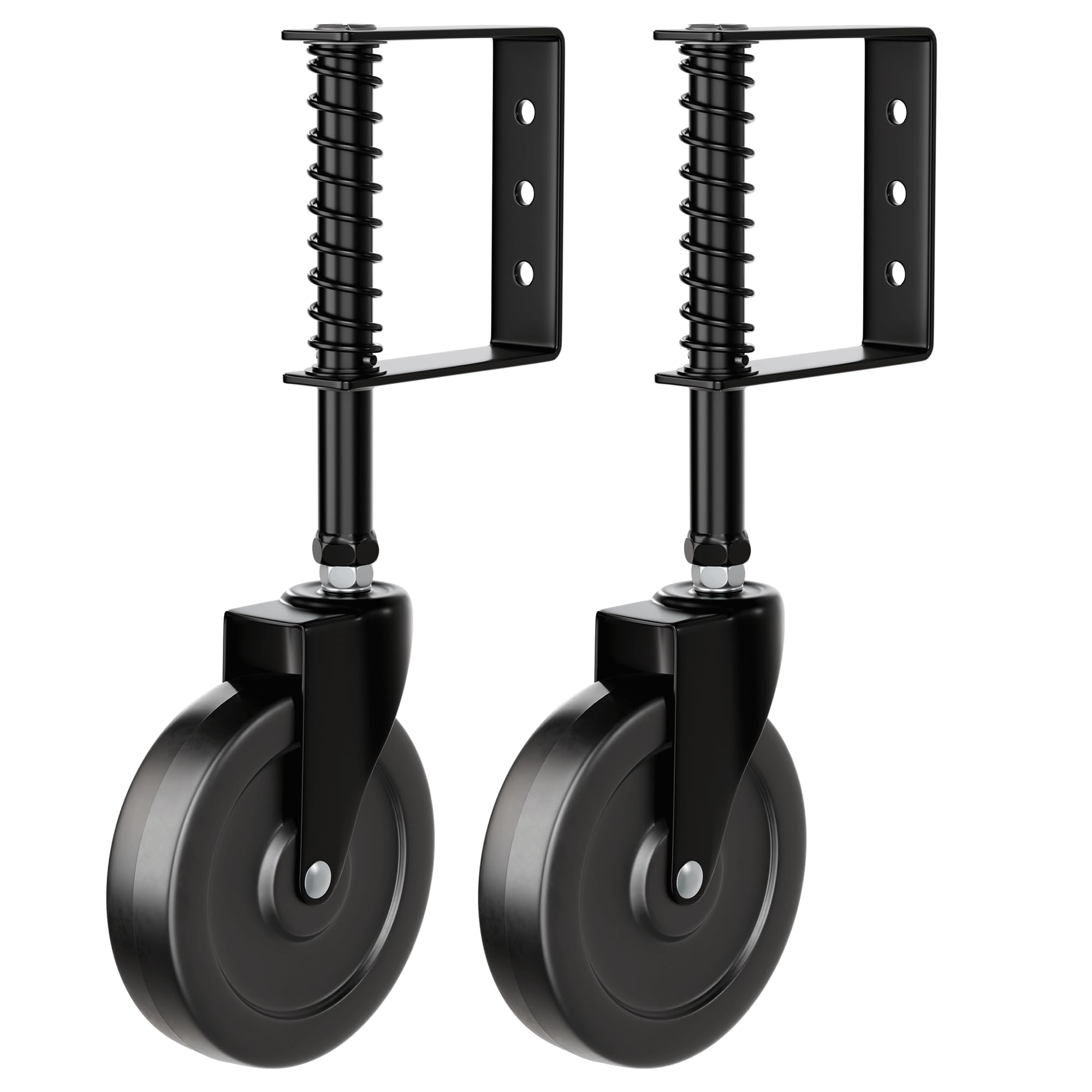 5" Spring Loaded Gate Caster, Heavy Duty Rubber Gate Wheel for Wooden Fence Gate with 360° Rotation, Farm Gate Support Helper for Wooden Metal Vinyl
