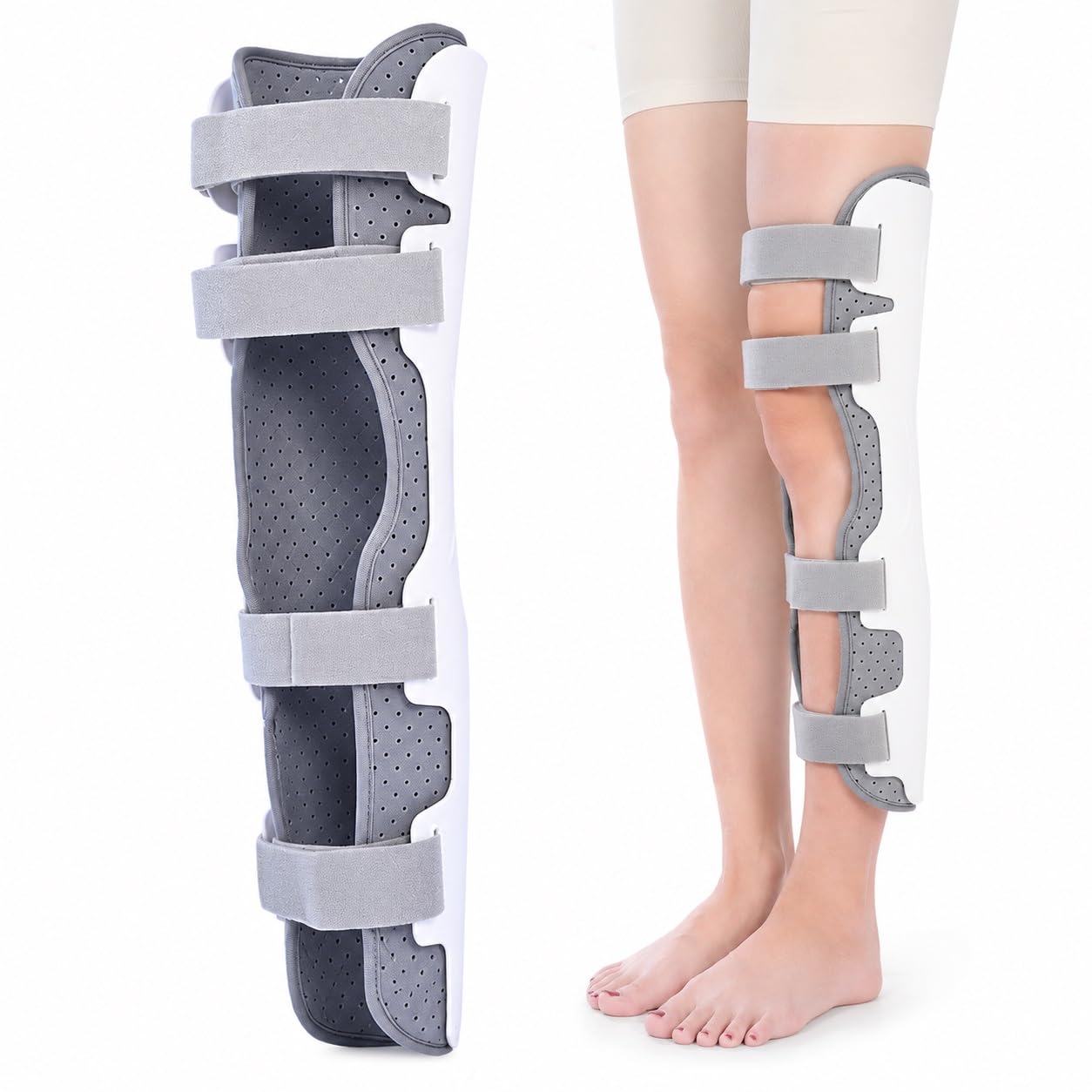 Genérico Inmovilizador de Rodilla Mujeres y Hombres, estabilizador de Pierna Ajustable para recuperación postoperatoria, Rotura de ligamento Cruzado Anterior (LCA), lesión de menisco (LCM),