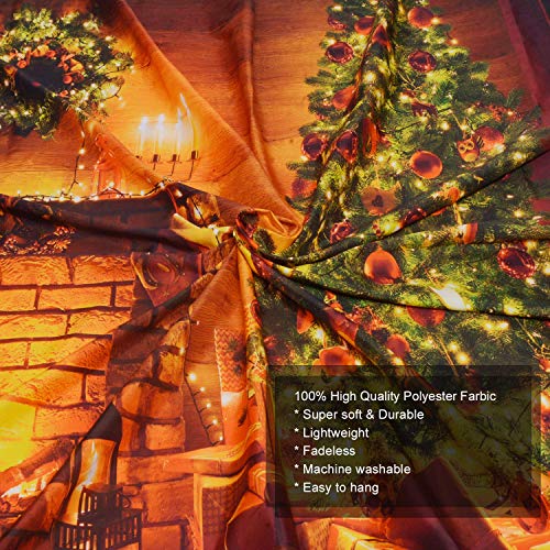 Mr.bee Tapestry Colorful Backdrop, Xmas Santa Claus, Reindeer, Tree And Fire Place For The Living Room Background Wall Hanging For Party Home Christmas Wall Decor (W59 X L51) #TOP1