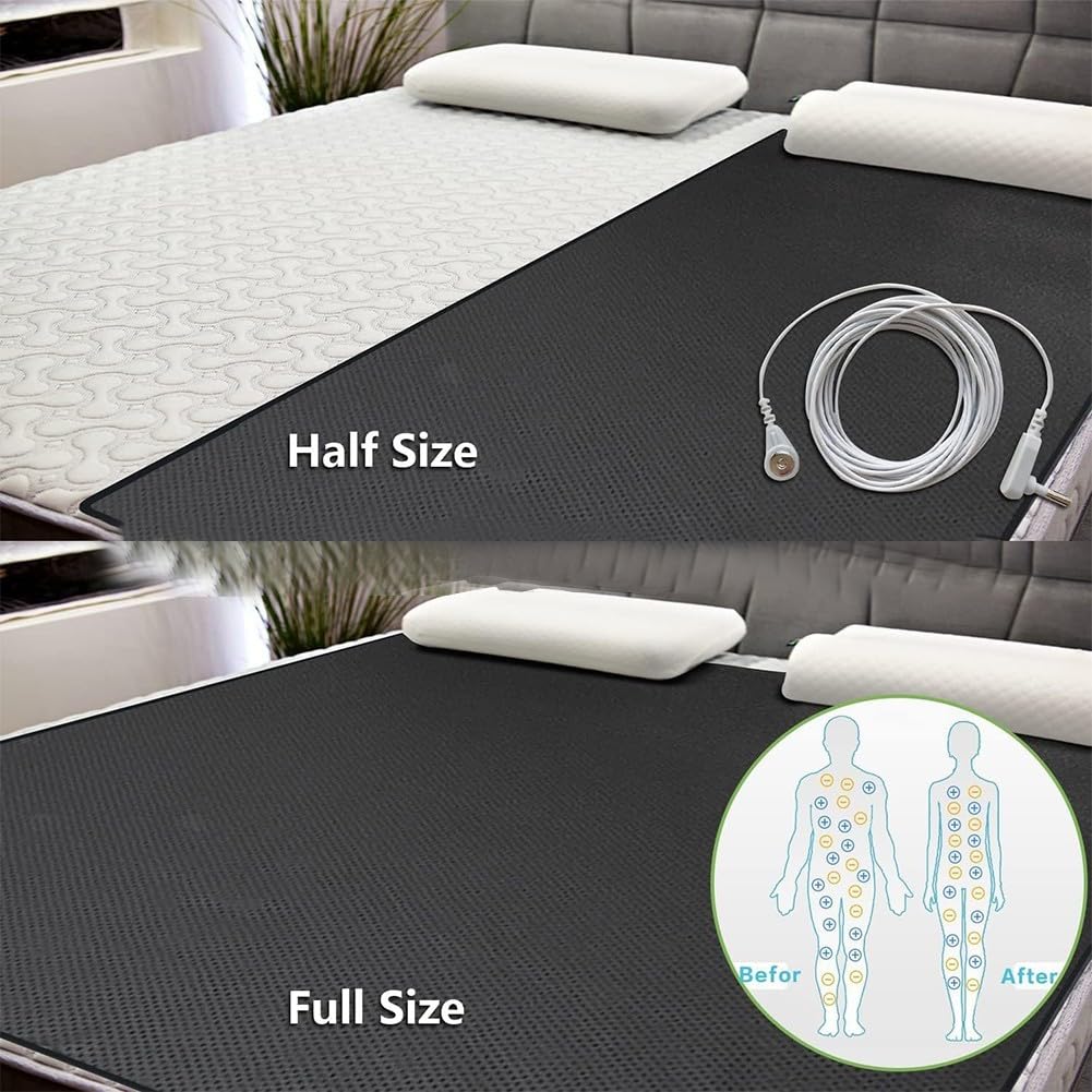 Tappetino di messa a terra per camera da letto, sonno sanitario, conduttivo, in ecopelle, migliora la qualità del sonno e lo stress, facile da pulire, dimensioni: 68 x 180 cm, colore nero, per la casa
