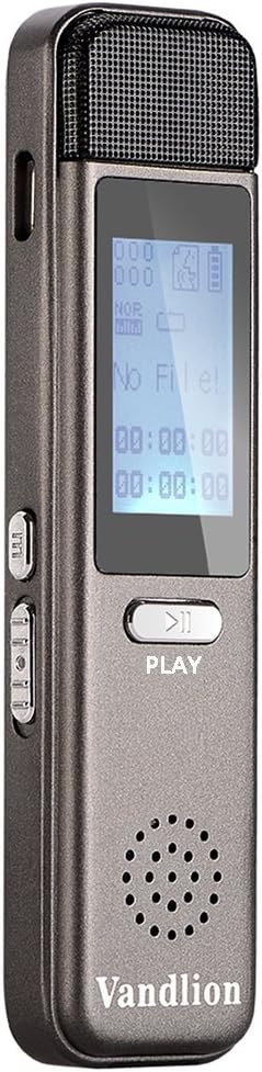 Digital Voice Recorder by Vandlion - 8GB / 560 Hours Capacity - Audio Sound Voice Activated Recorder, Portable Rechargeable Digital Voice Dictaphone,Double Microphone with MP3 Player