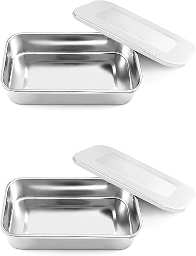 Miniatura 9 de QWORK Organizador de bandeja de instrumentos de acero inoxidable con tapa, 4 paquetes de 8 "contenedores, Caja sólida de instrumentos, Caja cuadrada