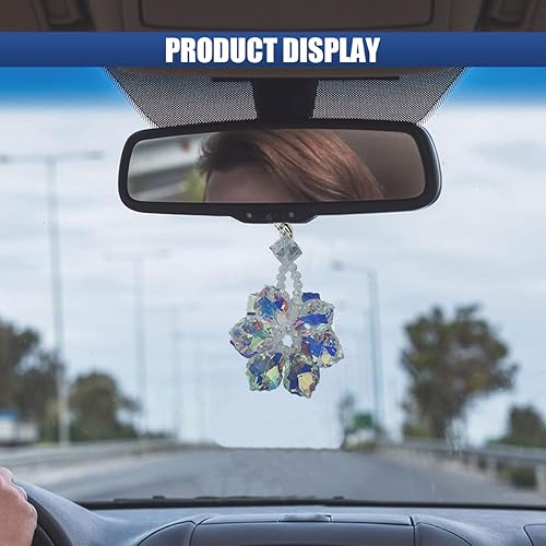 Miniatura 4 de Colgante de cristal de copo de nieve para automóvil, adorno colgante de espejo retrovisor para automóvil, decoración del hogar de cristal de la