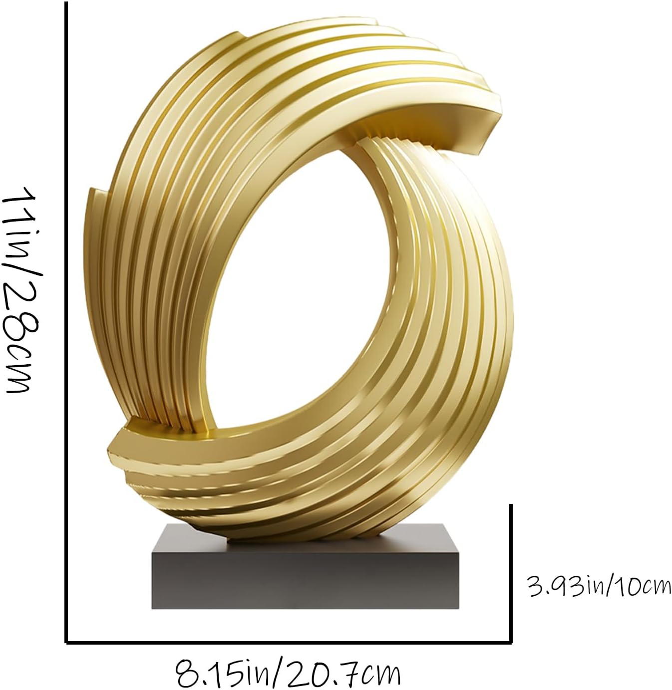 Golden Wave Resin Origami Statue Modern Abstract Home Decoration Emphasizes Abstract Office Desk Carving Table Family Bedroom Living Room Garden Office Golden Stripe Decoration (B) - Image 4