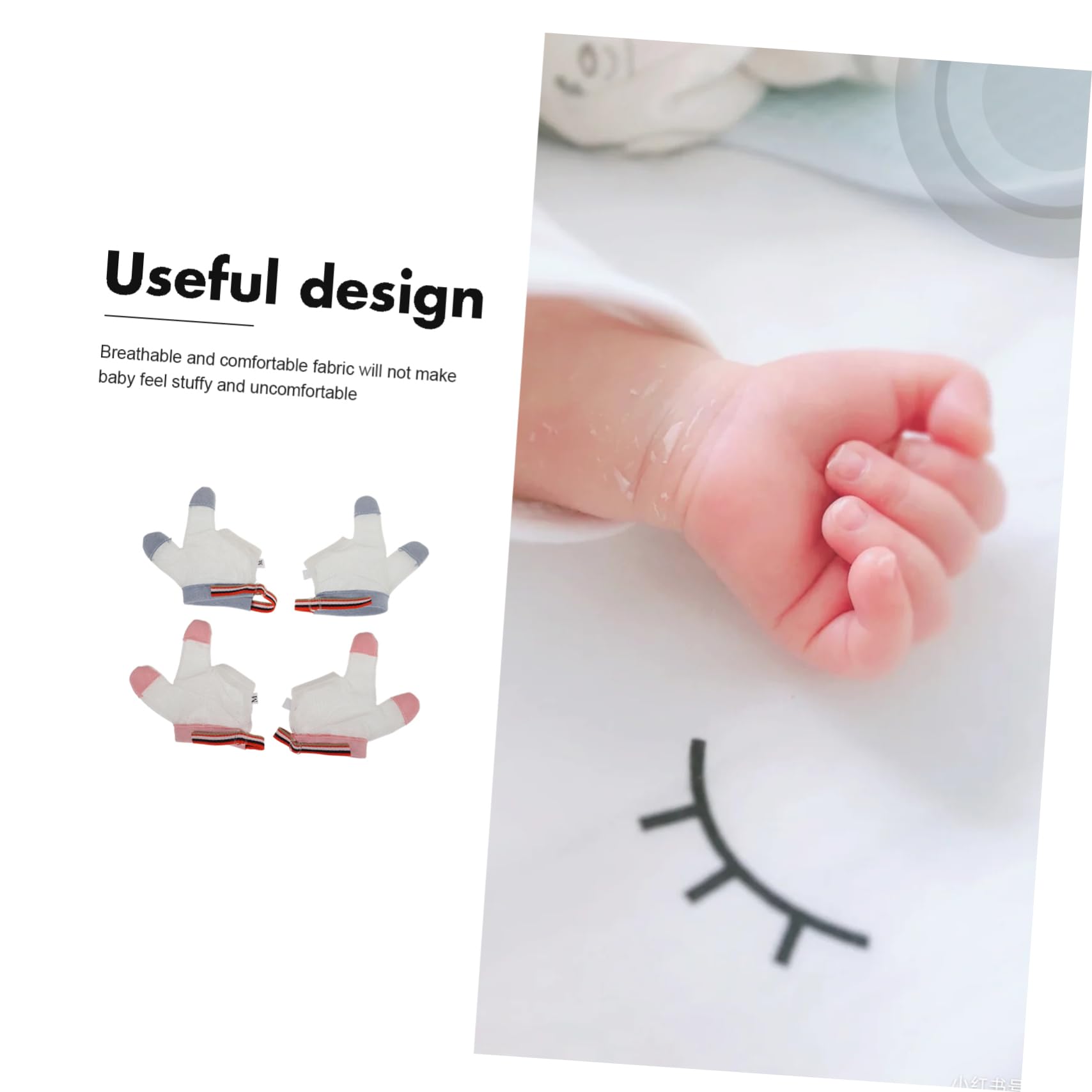 VICASKY 10pares Guantes Antichupón Ajustables Para Bebés Protección Para Dedos Diseño Transpirable Para Evitar Chupar El Pulgar y Proteger Las Manos Del Niño Niña