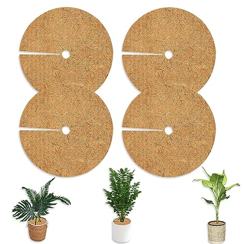 Aoreun Tapis De Coco Plantes, 4 Pièces Disque de paillage Protection Hivernale Coco Fibre De Coco Protection Hivernale Protection hivernale pour Plantes en Pot de Coco - Diamètre de 40 cm
