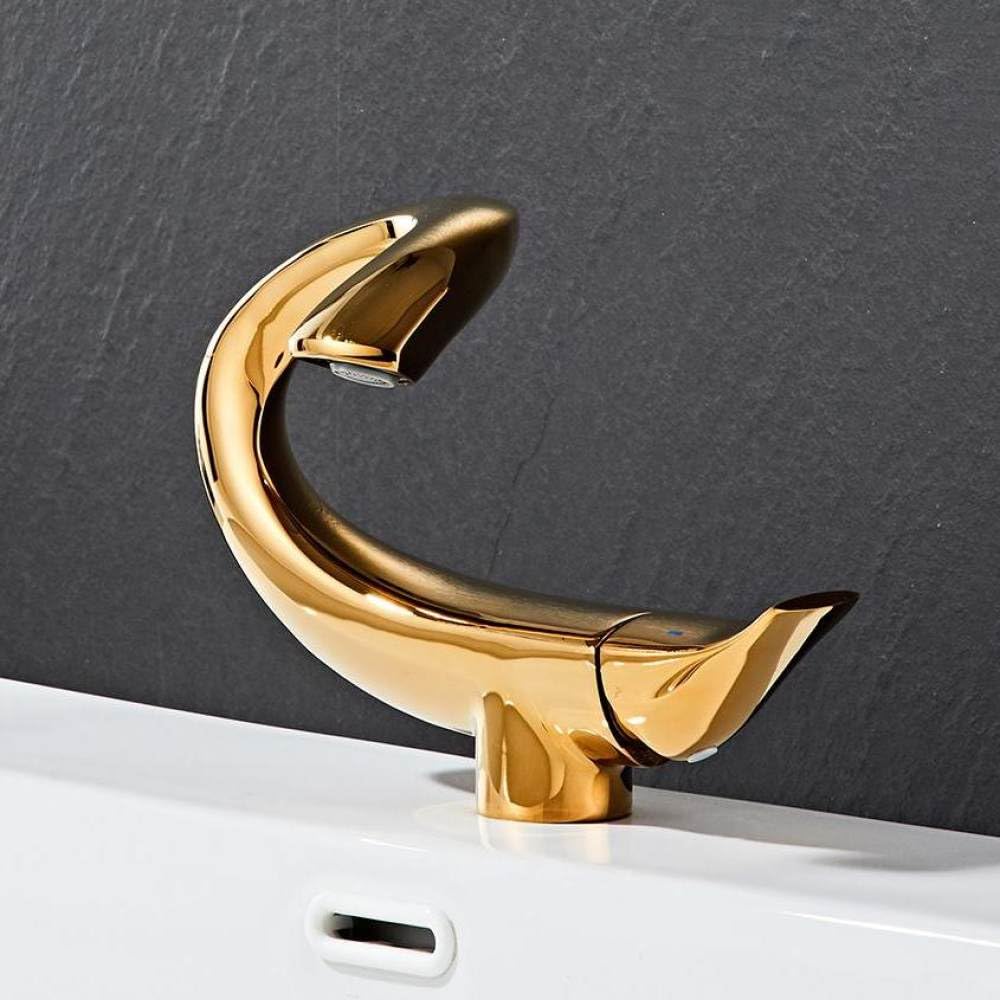 Waschtischarmaturen, Wasserfall-Badezimmer-Wasserhahn, Einhand-Waschtisch-Mischbatterie, Bad, antiker Wasserhahn, Messing-Waschbecken, Gold, CHINA