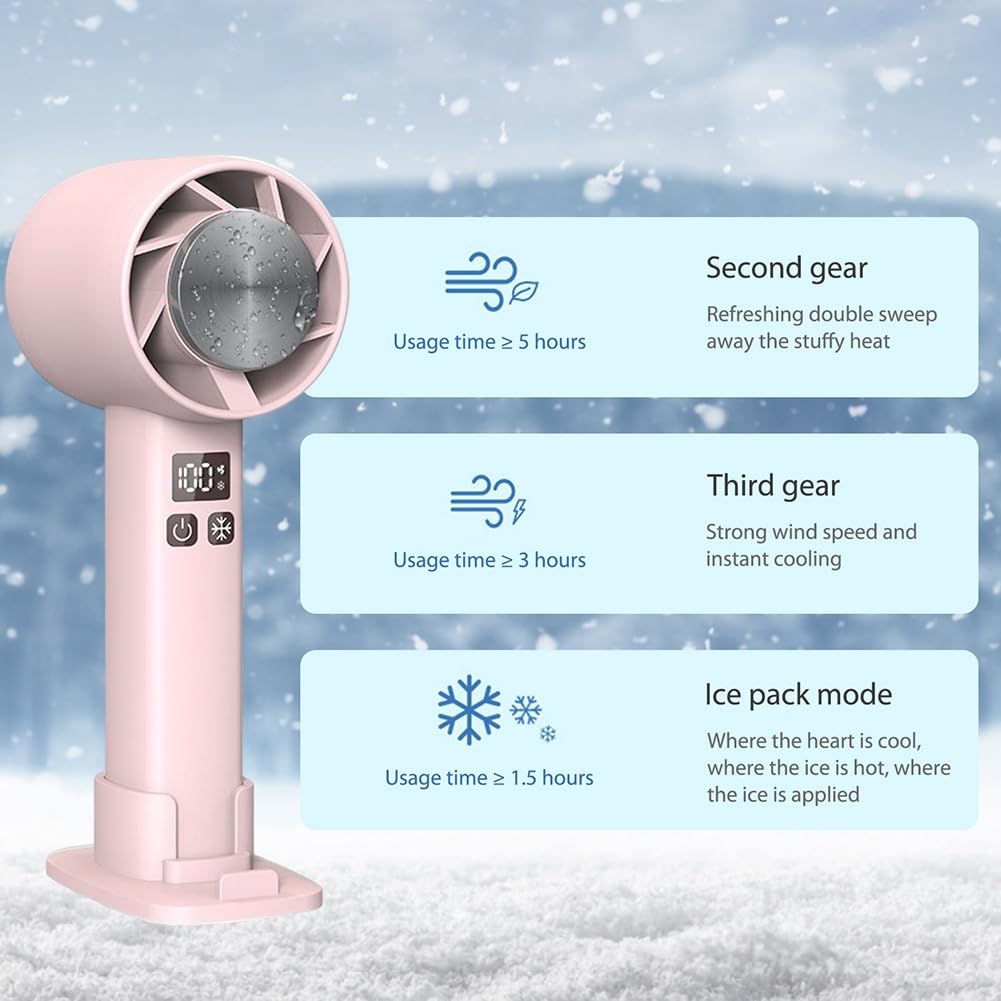 Mini ventilateur portable avec support de téléphone, réfrigérateur semi-conducteur, batterie 1800 mAh, design suspendu au cou – Idéal pour une utilisation en extérieur et en voyage