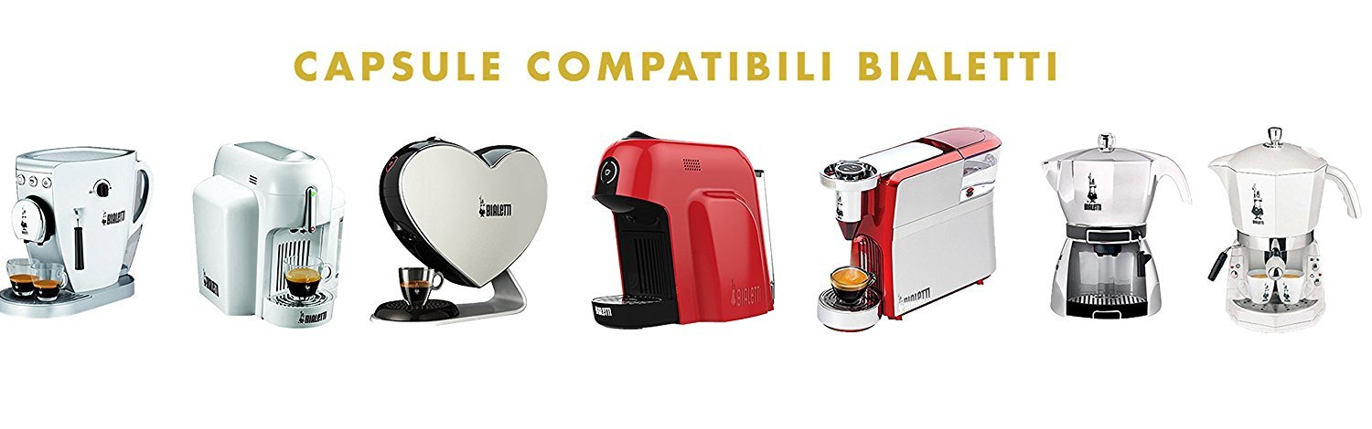 Bialetti Cápsulas espresso medianoche, sabor delicado -50% cafeína 64 unidades