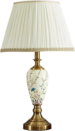Chinese Ginger Jar Table Lamp, White Ceramic Table Lamp, Table Lamp Classic Cottage Bedside Desk Nightstand Lamp
