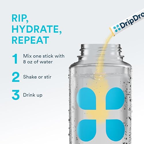 Miniatura 7 de DripDrop Hydration - Paquetes de polvo de electrolitos - Paquete de limón y maracuyá sin azúcar - 64 unidades