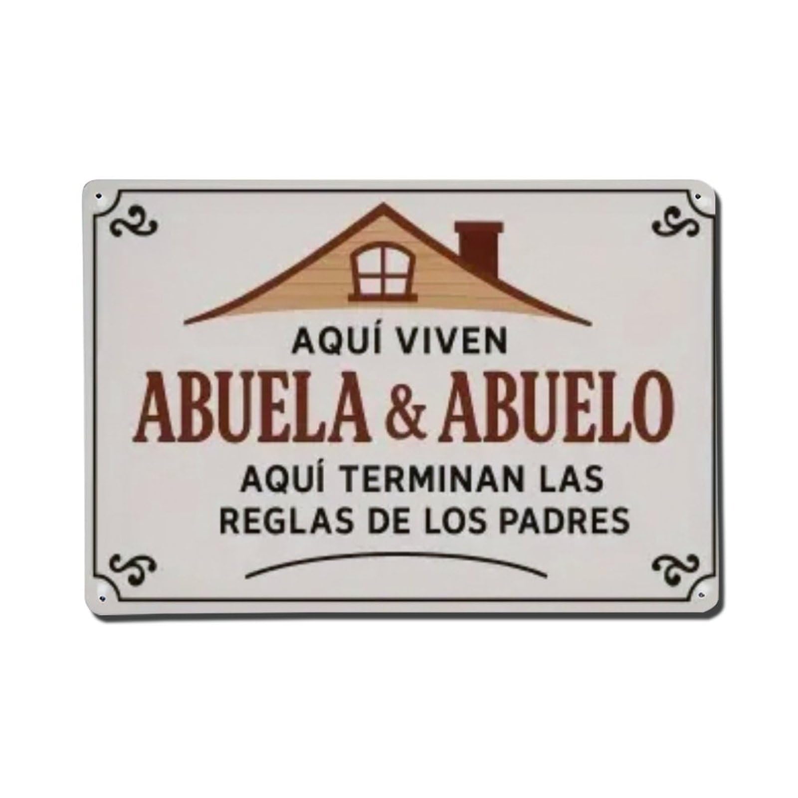 Gentinap Vintage Spanish Aquí Viven&Abuela Y Abuelo Tin Sign Metal Sign Home Bar Garden Wall Decor Metal Poster 8X8 Inch