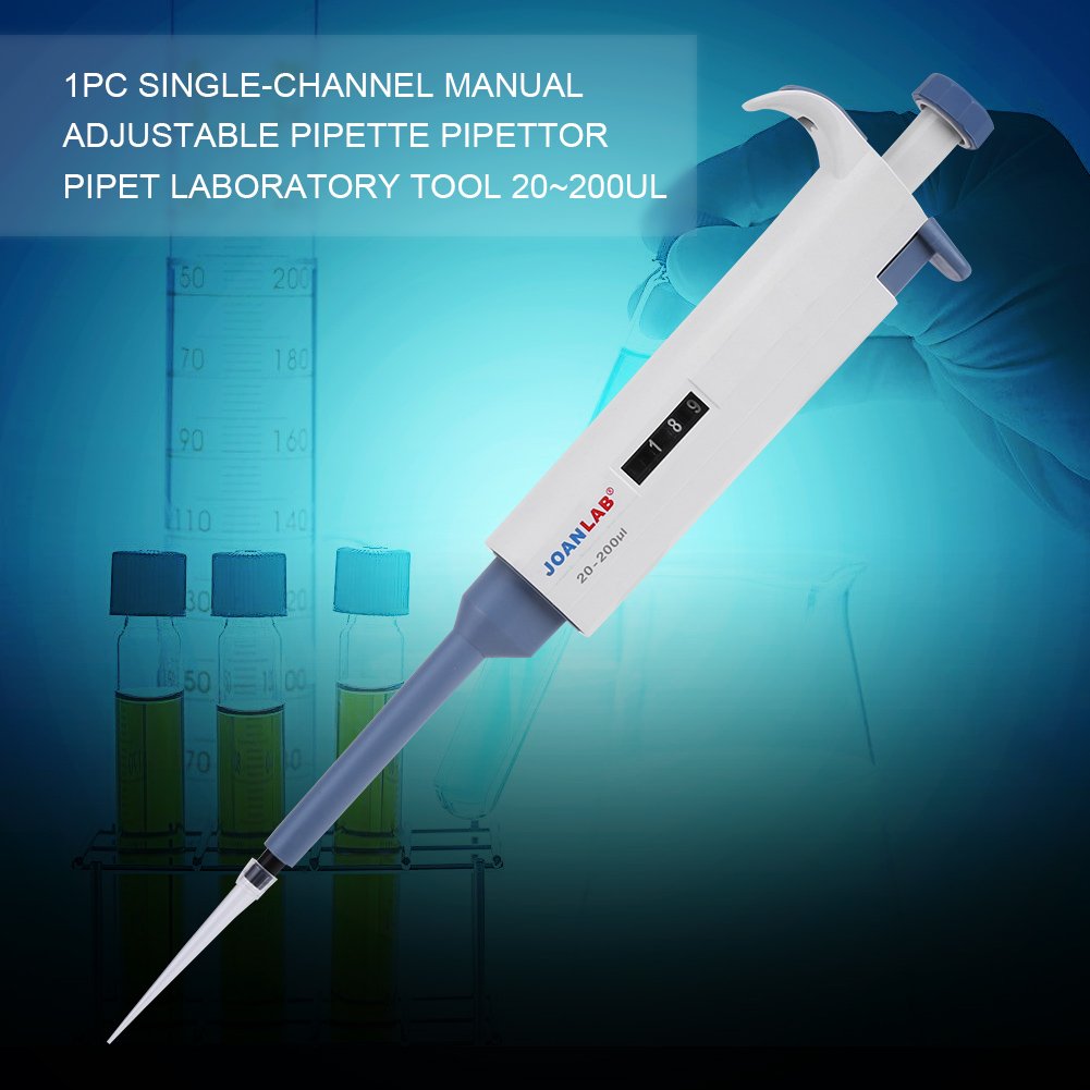 Pipeta de un solo canal ajustable manual con área de visualización digital herramienta de laboratorio 20~200 ul