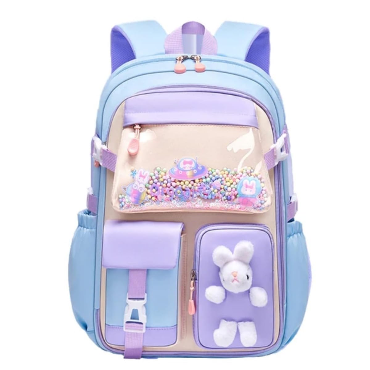 myneemoe Soft Pastel Bunny School Bag for Girls – Waterproof & Lightweight Kids Backpack with Multiple Compartments | Ideal for Ages 6–12 | Adorable School Bag for Primary Class | Stylish Bunny Design-picture-12