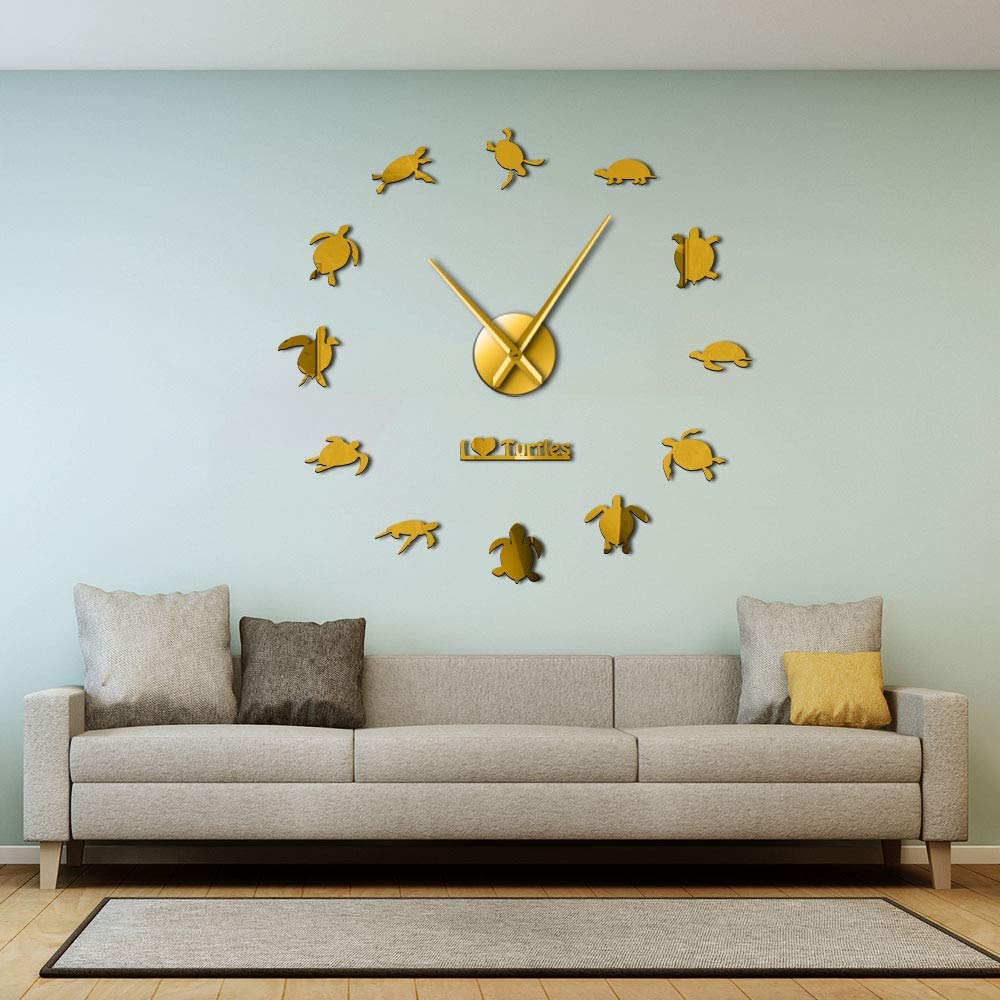 Horloge murale tortue de mer effet miroir pour créer une ambiance plage dans votre salon
