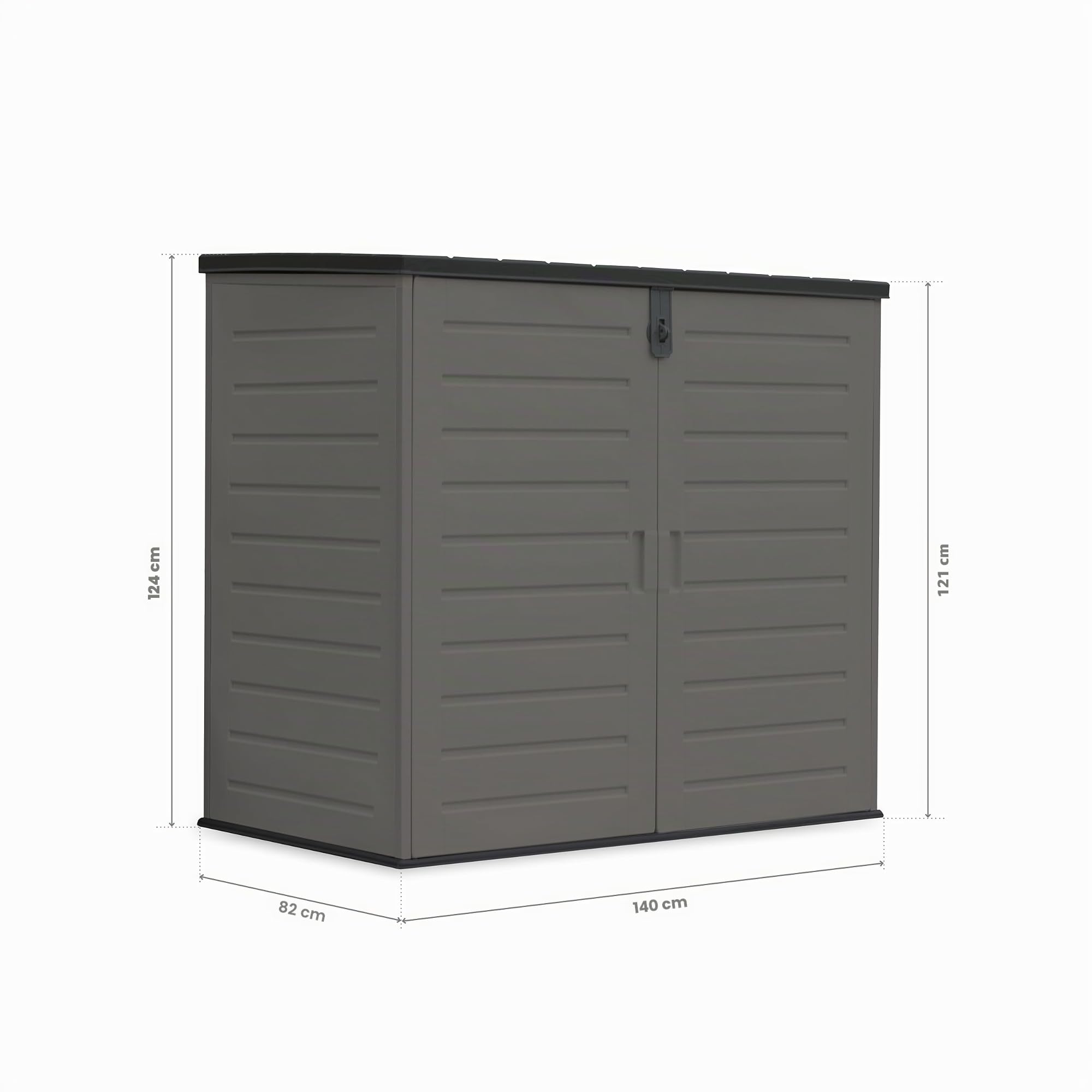 Wasabi - Mülltonnenbox aus Harz 1170L – 140x82x124cm – Inklusive Boden – Doppeltür und klappbarer Deckel – Metallrahmen – Polypropylen-Paneele – Riegelschloss – Gartenschuppen