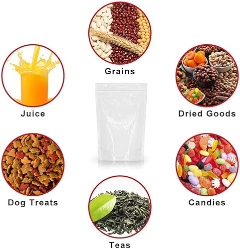 Miniatura 8 de Bolsa transparente de pie con cremallera, 100 bolsas de embalaje de 5.9 x 8.6 pulgadas sellables con cierre de cremallera para aperitivos, alimentos