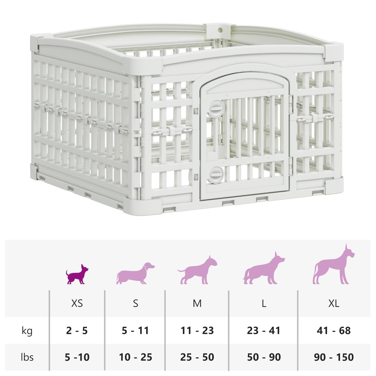 vidaXL Parco giochi per cani a 4 pannelli 63 x 63 x 40 cm Plastica,