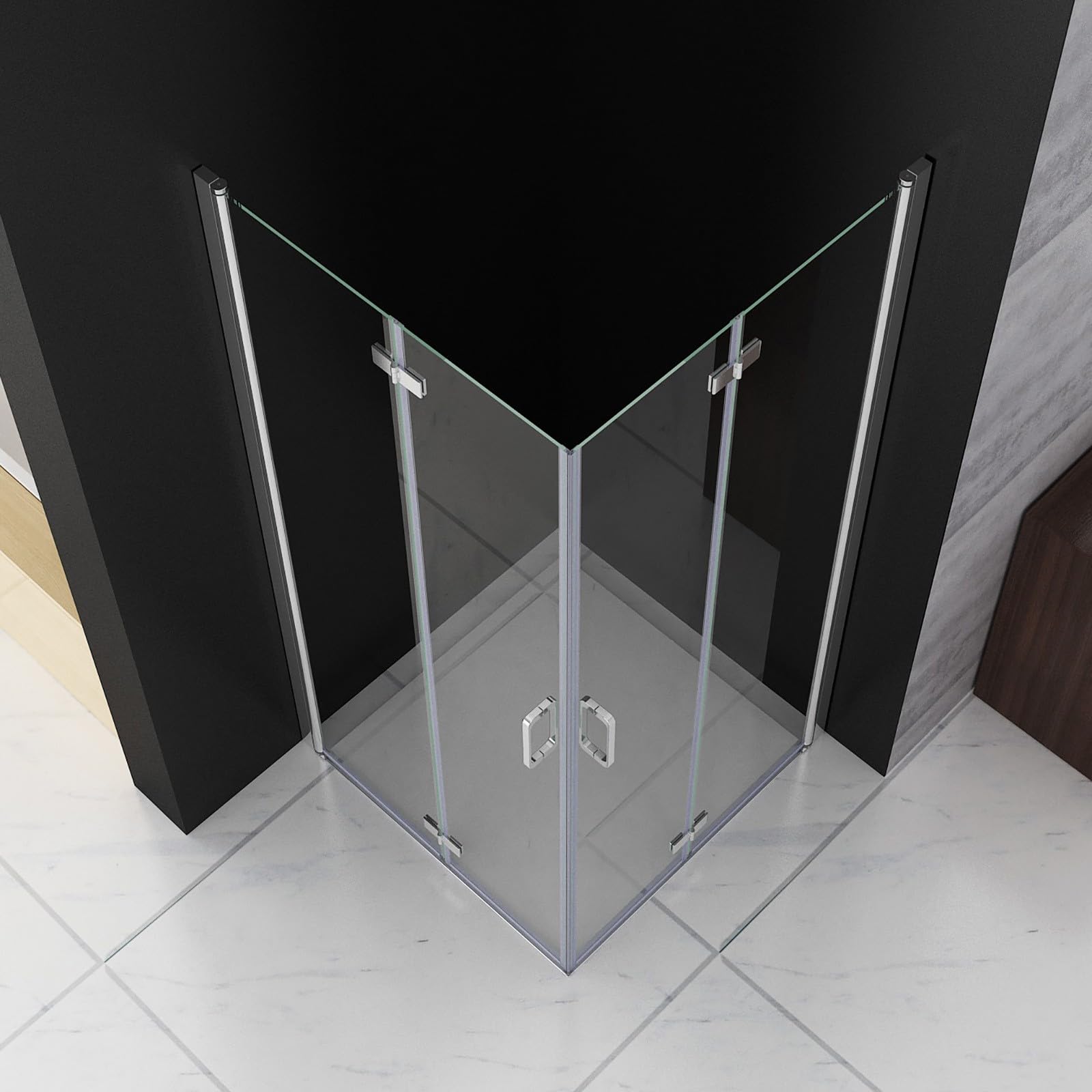 MIQU Duschkabine Eckeinstieg 100x90 cm Falttür Duschwand mit Doppel Faltbar Duschtür, 6mm NANO ESG Glas, Drehfalttür komplett Dusche Duschabtrennung Höhe 197cm, ohne Duschwanne