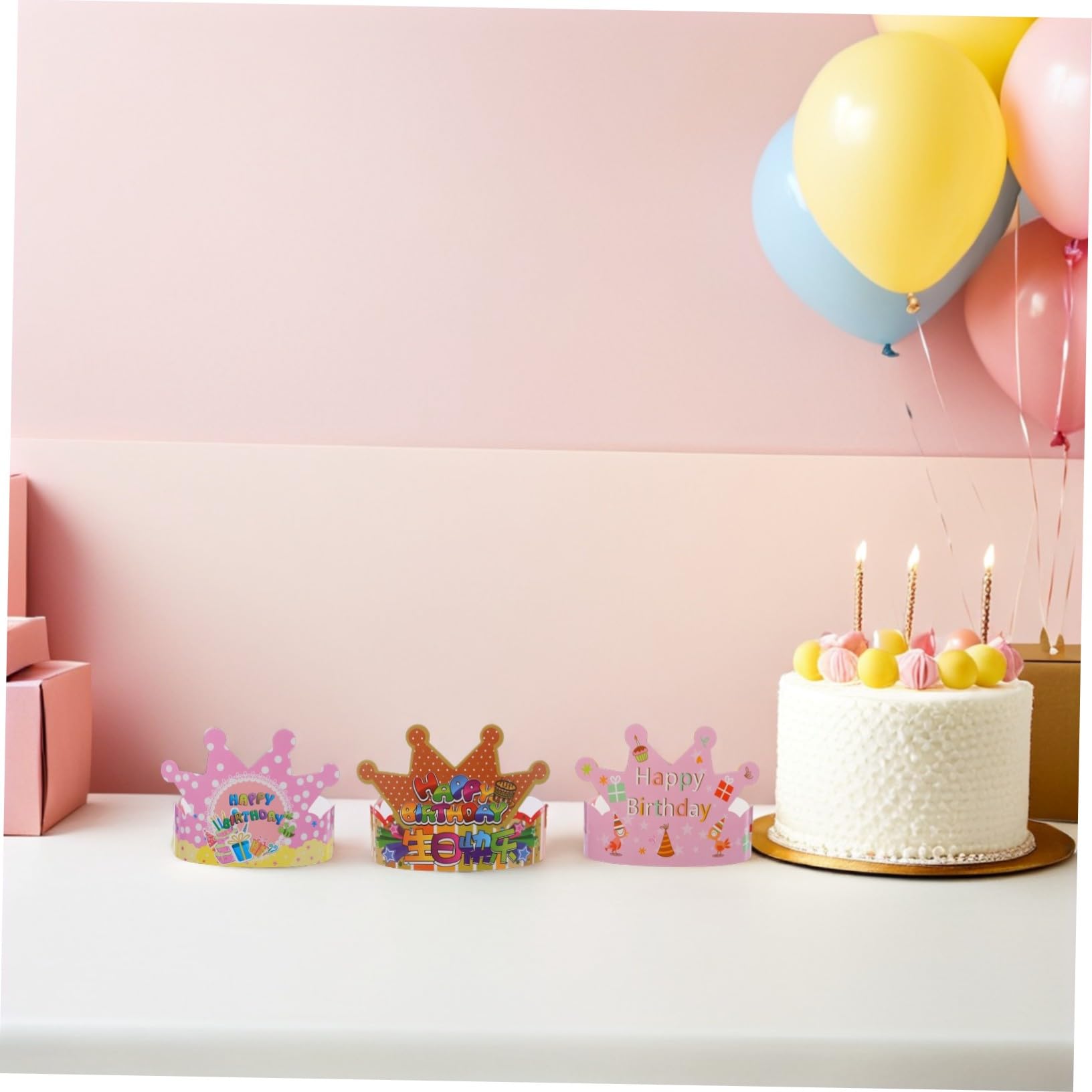 100 Stück Teiliges Geburtstag Partyhüte Bunte Kindergeburtstagsdeko Vielseitige Kopfbedeckung für Mädchen Jungen Festliche Partyaccessoires