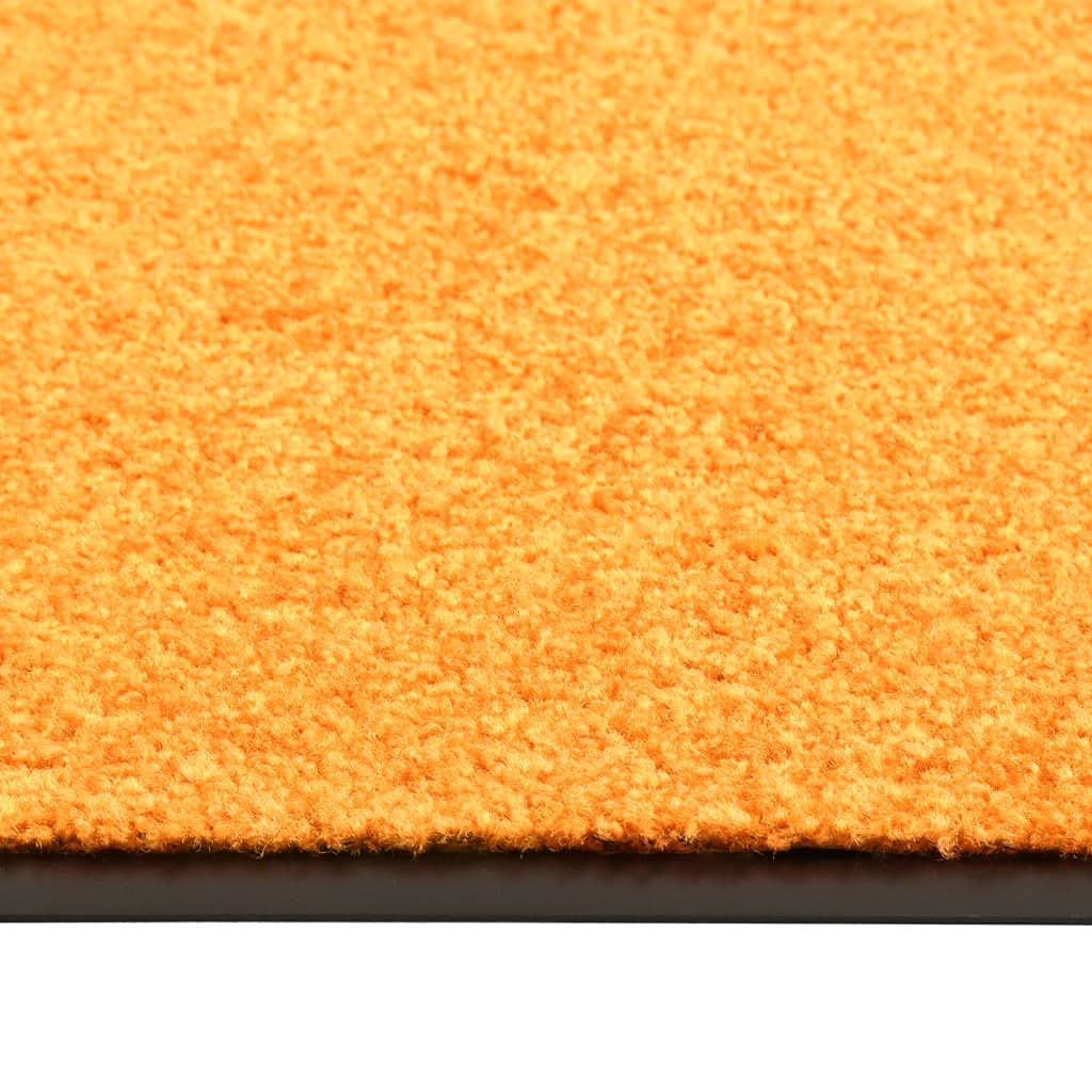 Paillasson lavable, orange, 90 x 150 cm, antidérapant, avec bord noir, pour l'intérieur et l'extérieur, résistant aux intempéries et absorbant l'humidité, idéal pour porte d'entrée, couloir, balcon