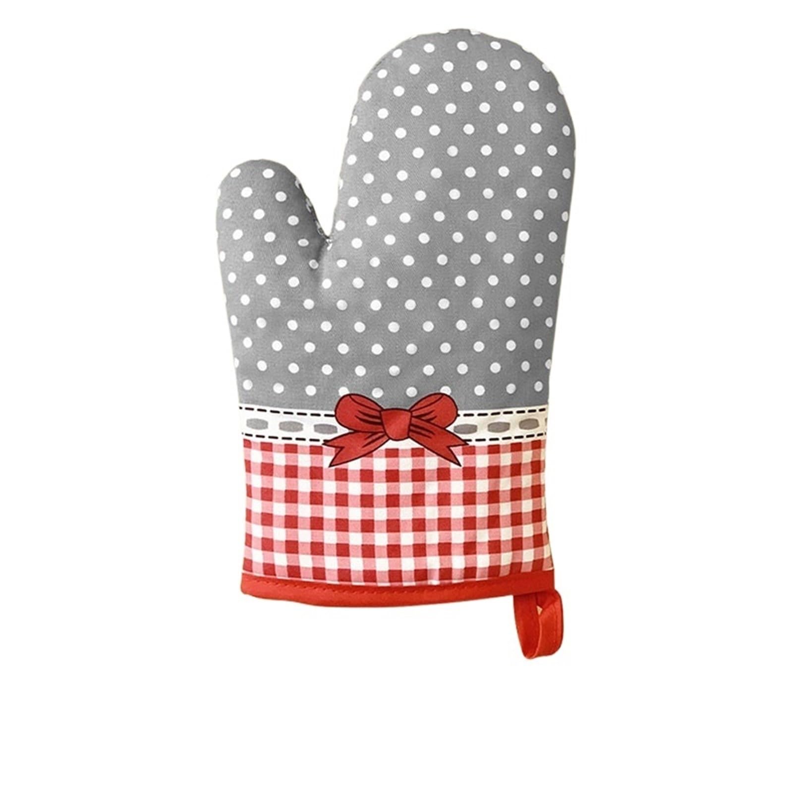 2PC Thickened Plaid Microwave Oven Insulation Gloves Hot Kitchenware For Cooking & Baking(Grey)