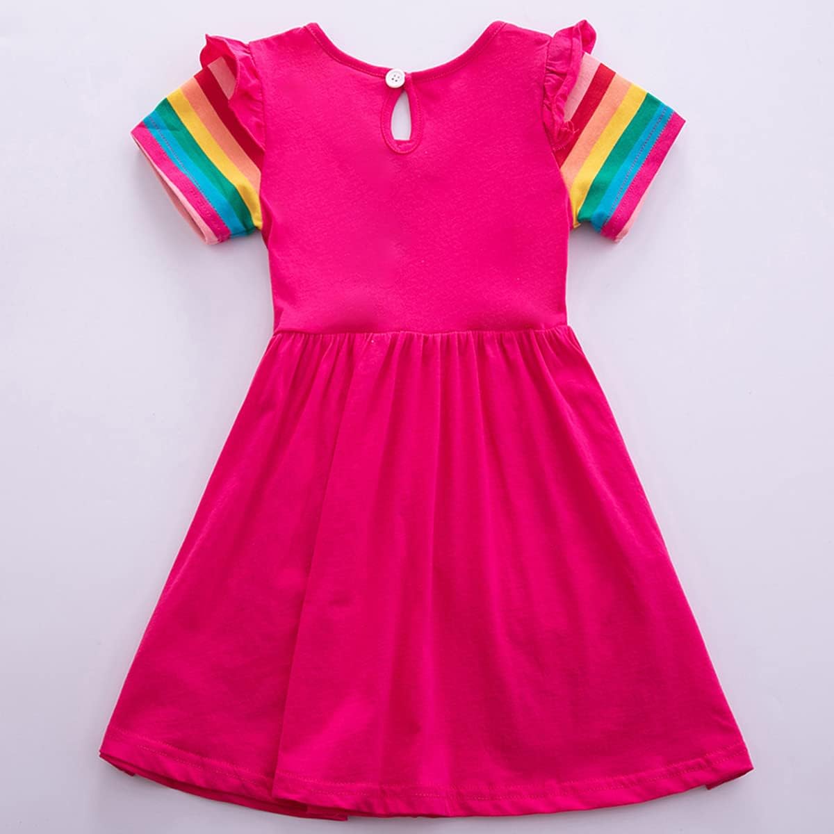 Kids Girls Summer Casual Unicorn Dresses Cotton Short Sleeve Crew Neck Dress 2-7 Years - Image 4