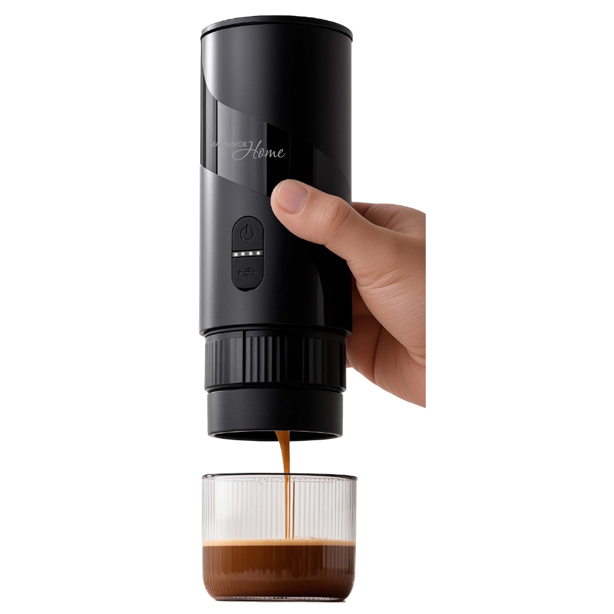 MAGNAVOX Home - Cafetera espresso portátil (molidos o cápsulas) con tecnología de preparación rápida y control de un solo toque, ideal para oficinas o viajes