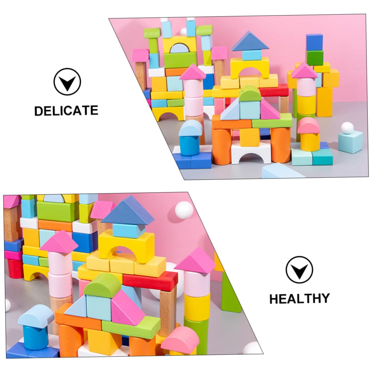 BESPORTBLE Blocchi Pezzi in 100 Costruzione Legno di Geometrici per Bambini | Gioco Educativo per Mani dei Piccoli, Superfici Tonde senza Sbavature, Texture Delicata, Immaginazione e Pensiero