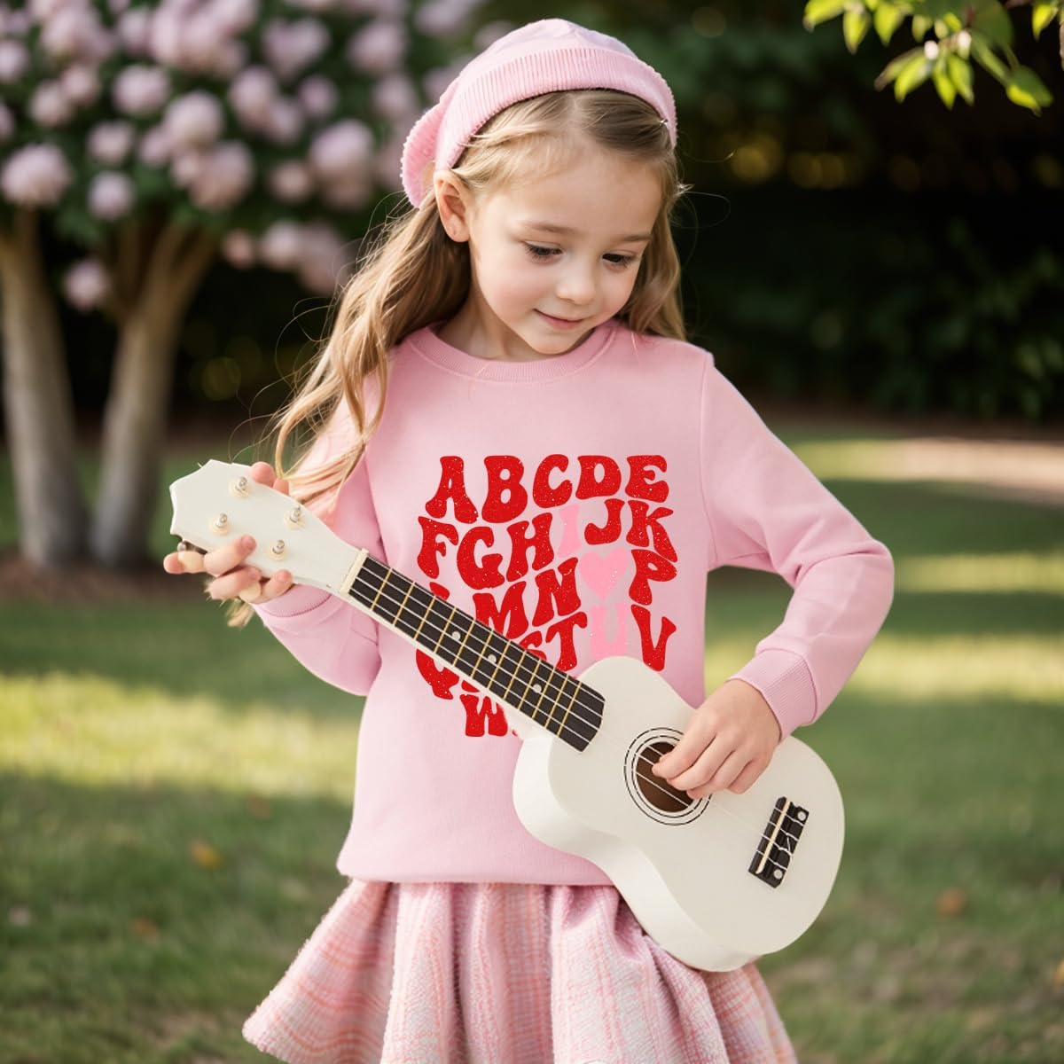 Toddler Girl Valentine Sweatshirt Kids ABC I Love U Valentine's Day Shirt Baby Girls Heart Print Clothes Long Sleeve Pullover Tops Outfit 6 Years - Image 2