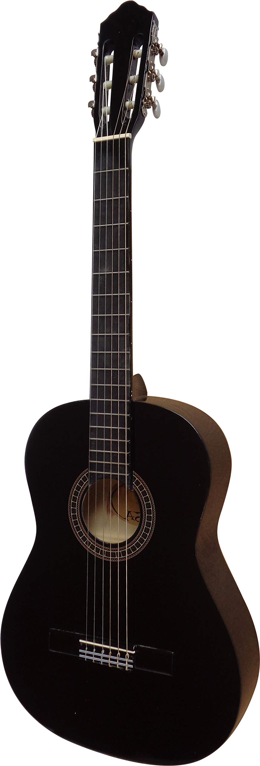 4/4 LINKSHAND GITARRE - KONZERTGITARRE IM SET FÜR LINKSHÄNDER - CLASSIC - SCHWARZ - DECKE LINDENHOLZ - TASCHE - BAND - SAITEN - 3xPIK - STIMMGERÄT ET33B - CK110L