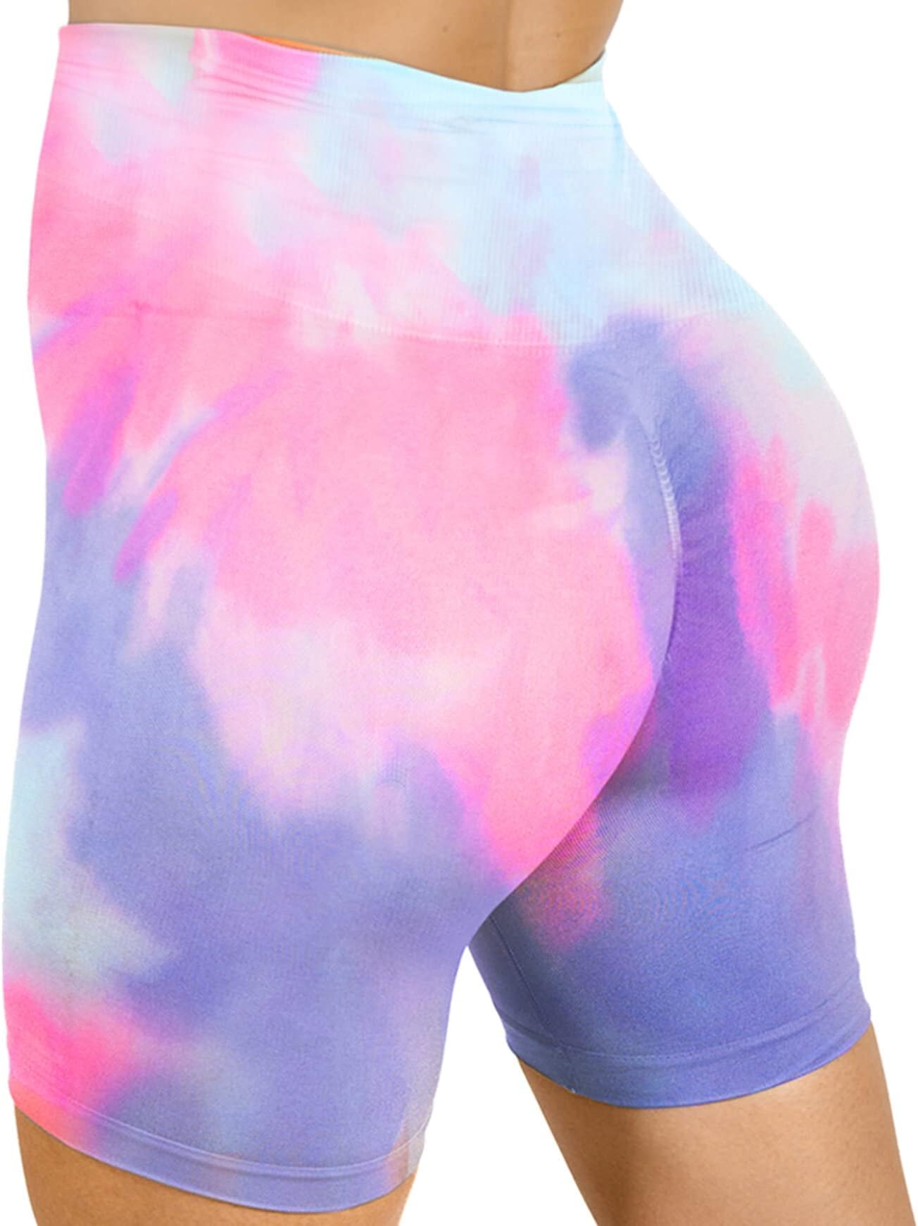 MAXXIMWomen's High-Waisted Seamless Compression Biker Shorts - Tie Dye and Solid Ideal for Gym, Yoga, Running, and Fitness