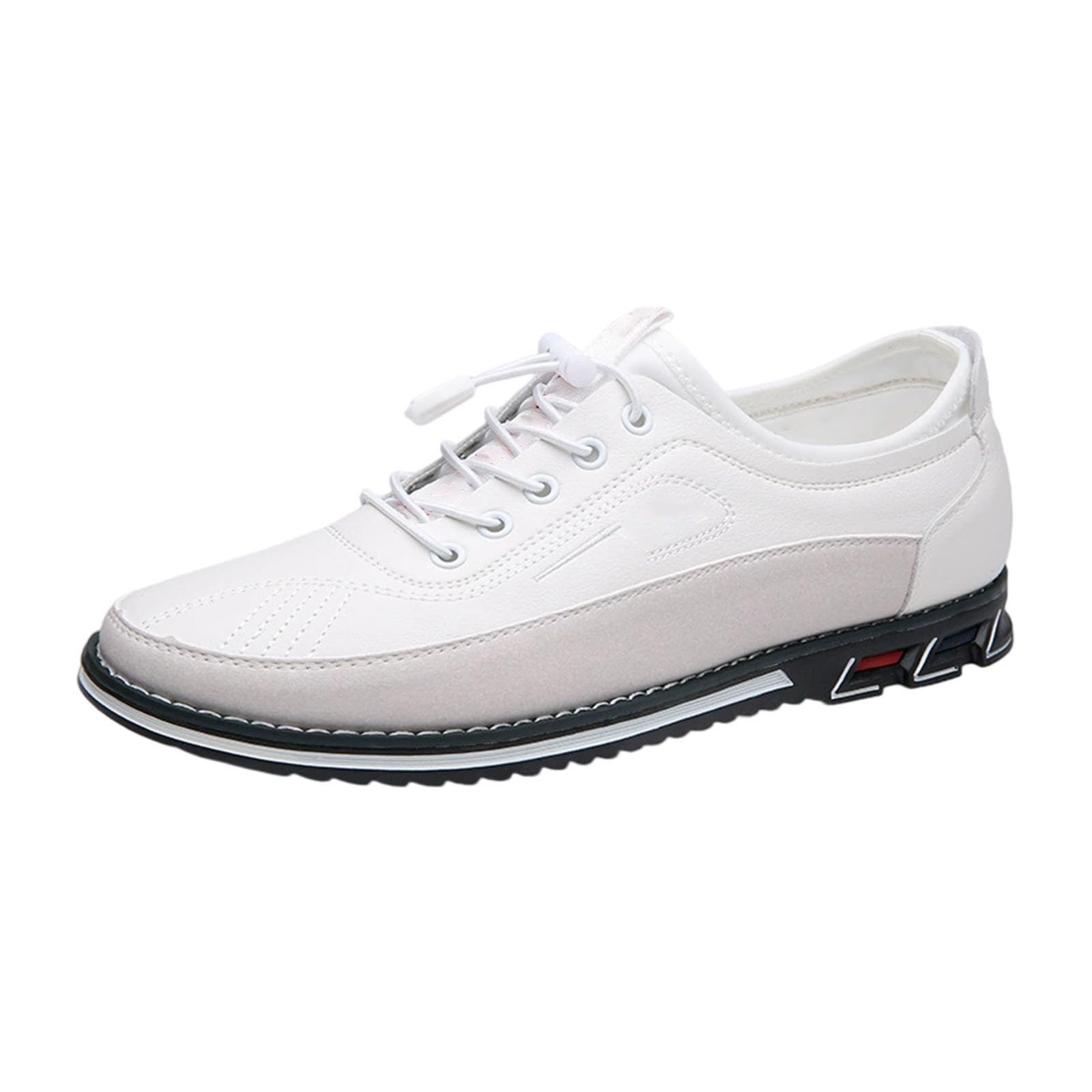 Scarpe da uomo in pelle casual con lacci elastici a chiusura rapida, bianco