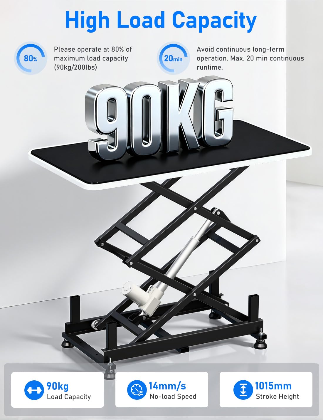 DIHOOL Table élévateur électrique à cisaillement 90kg pour laboratoire atelier automobile hauteur réglable 265-1270mm alimentation AC 100-240V et DC 24-30V