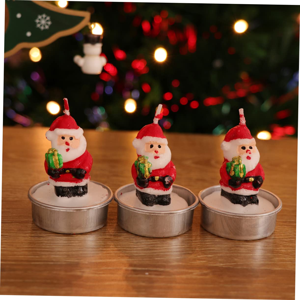 Housoutil 12 Pezzi Santa Claus Gift Box Candela Candele Arredamento Candela Tealight Natale