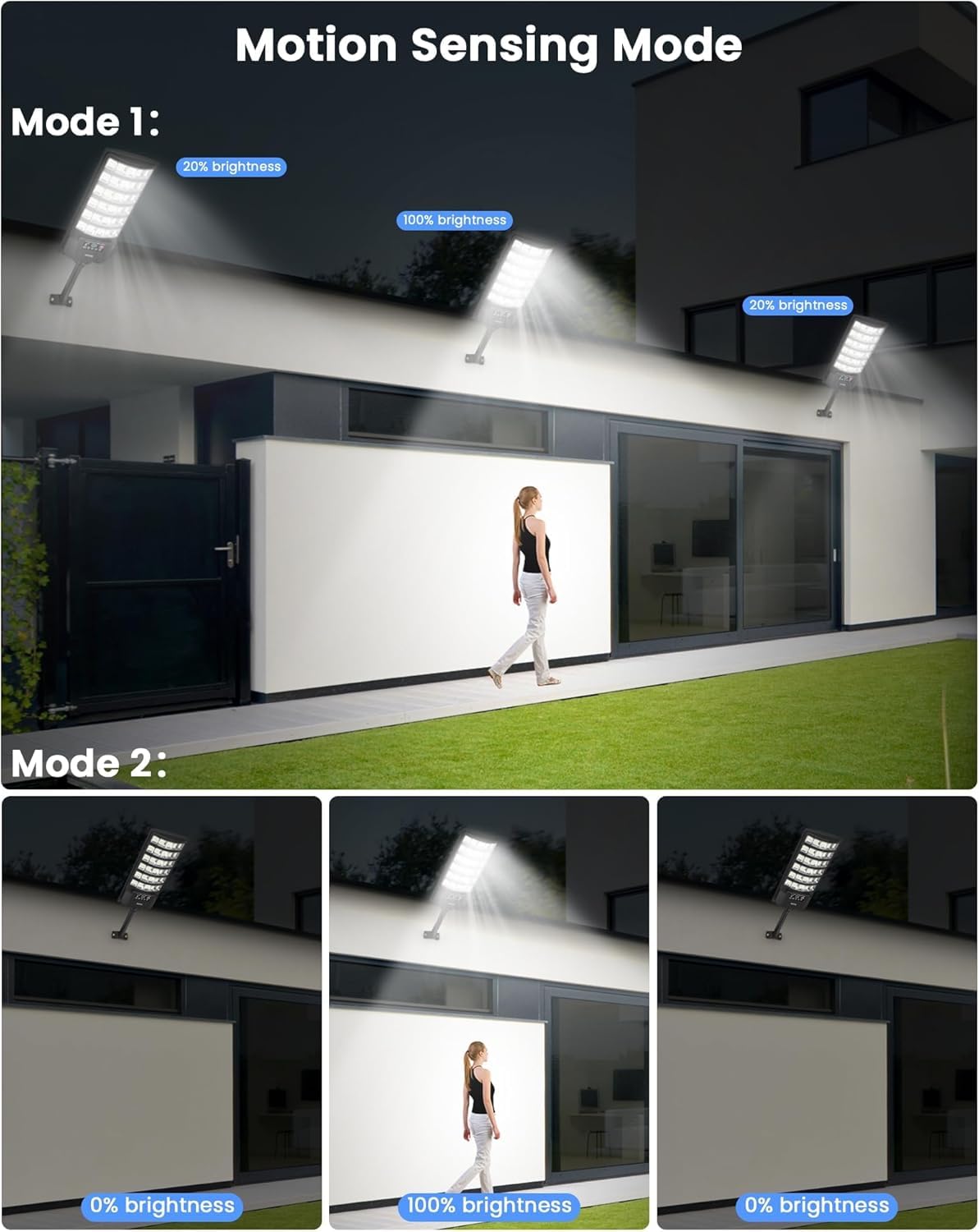 Gefolly Lampadaire Solaire Exterieur, 6500K Lampe Solaire Puissante avec Télécommande, IP67 Étanche Spot LED Extérieur Detecteur Pour Rue Garage Éclairage Public-4Pack