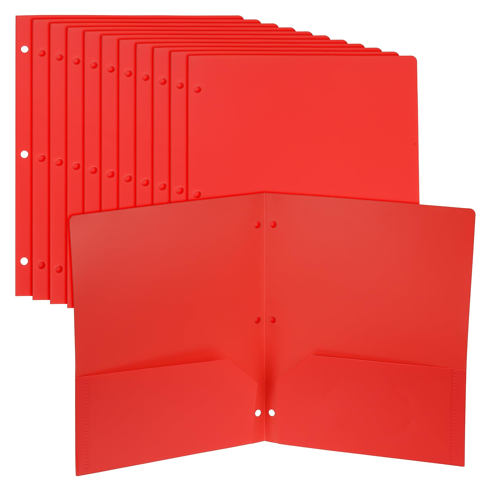 PATIKIL 12 Pcs Plastic Two Pocket Folders, 3 Hole Punch Durable Heavy Duty 2 Pocket File Folders
