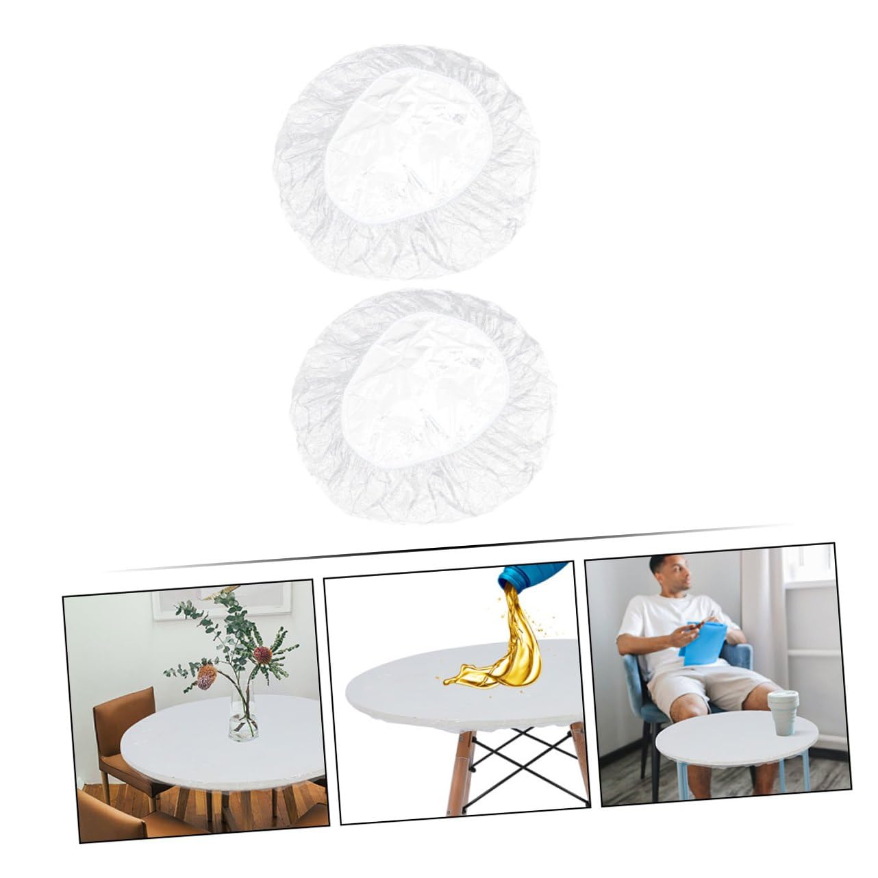 Tovaglia Rotonda Elasticizzata in Pvc Retro Flanella, 2 Pezzi