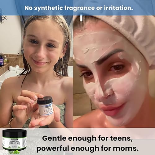 Miniatura 9 de Máscara de barro del mar muerto de menta y romero  Máscara de arcilla hidratante batida con bentonita y arcilla de caolín, minimizador suave de